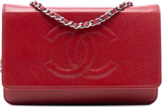 Chanel Borsa a tracolla CC in pelle Caviar con catena 2012 - Rosso