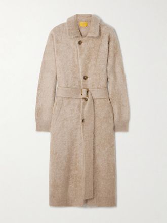 Guest In Residence Cappotto In Cashmere Spazzolato Con Cintura Grizzly - Marrone