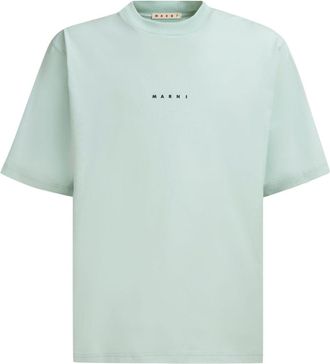 Marni logo-print cotton T-shirt - men - Cotton - 44 - Green