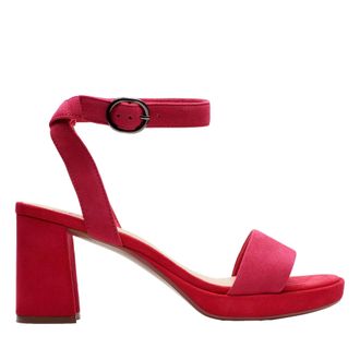 Clarks Ambyrlyn Bay Heeled Sandal Fuchsia Suede 26177007 Womens