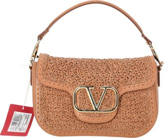 Valentino Garavani Alltime Woven-Accent Schoudertas in Bruin Kalfsleer