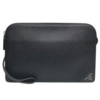 Prada Pre-owned Clutches, male, Black, Size: ONE SIZE Pre-owned 2Vf056 Saffiano Clutch Bag