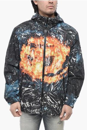 Diesel Patterned Windbreaker J-WARRETT-POSTER With Hood size 52
