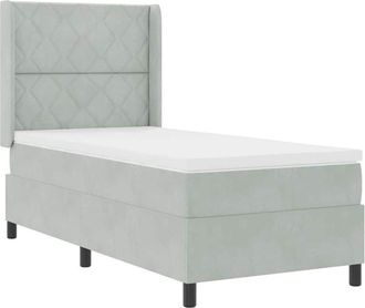 vidaXL Cama Tipo Box Spring Gris Claro 100 X 200 Cm Terciopelo Vidaxl