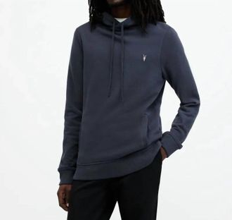 AllSaints Raven Contrast Ramskull Pullover In Cadet Blue