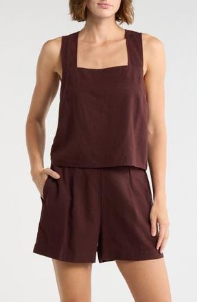 Madewell Irene Linen Blend Top in Chocolate Raisin at Nordstrom Rack, Size 10