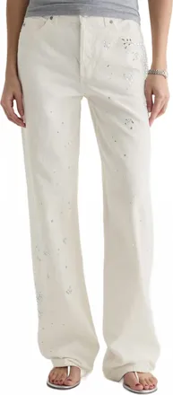 AG - Adriano Goldschmied Billie Embellished Low Slung Straight Leg Jeans In Opal Radiance