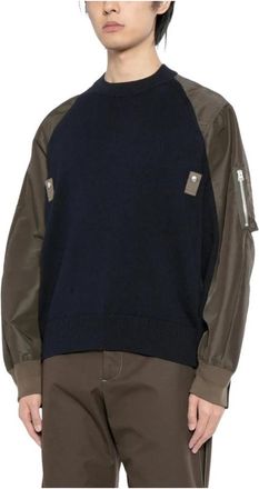 sacai Trui met ronde hals en mouwzak met rits - Heren - Sweatshirts - Veelkleurig - M - Hoodies & sweatvesten