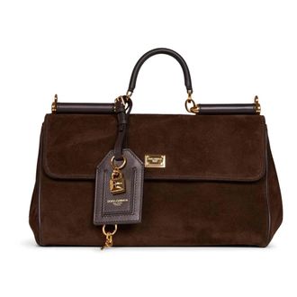 Dolce & Gabbana Tassen, Dames, Bruin, ONE Size, Leer, Medium My Sicily Handtas