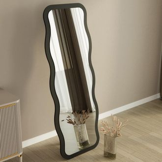 Dmora Espejo Bissone, Forma Rectangular, Tipo Suelo, Estructura Transparente, 50x160h Cm Negro
