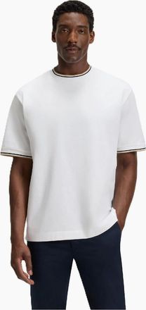 HUGO BOSS Mens Crew Neck Short Sleeve Regular Fit T-Shirt - White - Size: 44