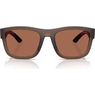 Prada 56mm Pillow Sunglasses in Transparent Brown /Brown at Nordstrom