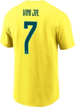 Nike Mens Vini Jr. Brazil Jordan Soccer T-Shirt in Yellow | M11332P375FNVI-YST