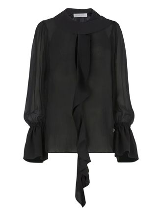 Nina Ricci lavalliere ruffled shirt - women - Silk - 34 - Black