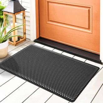 OEM Felpudo De Exterior De Silicona Negra De 43&times;76 Cm, Duradero, Lavable Y Antideslizante