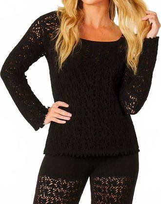 French Kyss Crochet Round Neck Top In Black