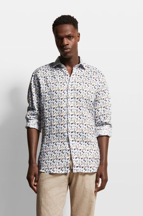 Bugatti Langarmhemd BUGATTI, Herren, Gr. 3XL, Normalgr&ouml;ssen, blau (dunkelblau), 100% Leinen, normal, eckige 2-Knopf-Manschette, Hemden Langarmhemd, aus 100 % 