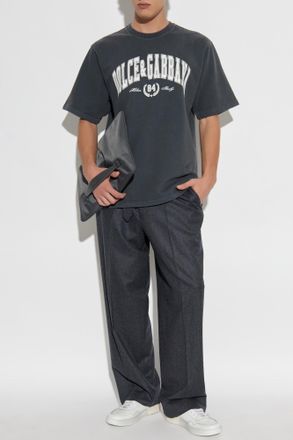 Dolce & Gabbana T-shirt With Printed Logo, Mens, Grey
