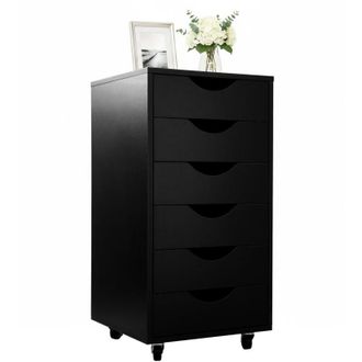 Relaxdays Relaxdays mobile filing cabinet, 6 drawers, HxWxD: 78 x 40 x 40 cm, under-desk on castors, black