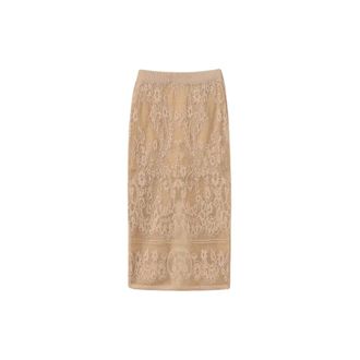 Twinset Jacquard Gebreide Midirok - Dames - Rokken - Beige - Maat: M Katoen