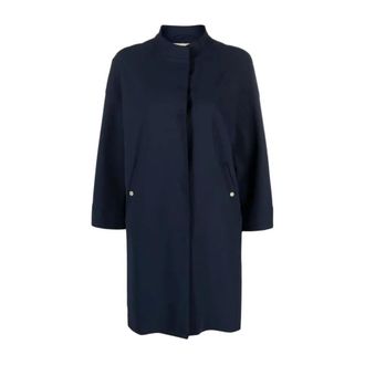 Herno Single-Breasted Coats, female, Blue, Size: 4XL Concealed-Fastening Coat