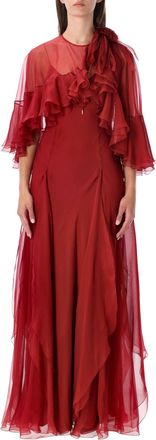 Alberta Ferretti Silk Chiffon Layered Maxi Dress