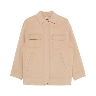 Max Mara Zacht jasje met relaxte pasvorm - Dames - Jassen - Beige - Maat: M Zijde