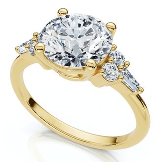 Pompeii3 Certified 2 1/10Ct Diamond Baguette Engagement Ring 14k Gold or Pt Lab Grown