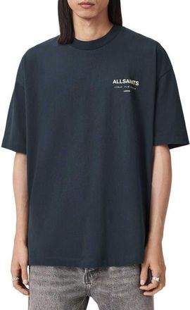 AllSaints Underground Oversize Graphic T-Shirt in Moonlit Blue at Nordstrom, Size Xx-Large