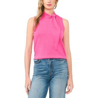 CeCe by Cynthia Steffe Tie Neck Sweater Tank in Petunia Punch at Nordstrom, Size X-Large