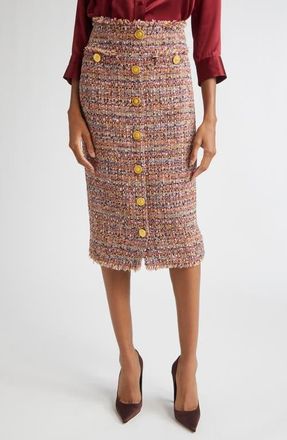 L'agence Tai Tweed Midi Skirt in Mauve/Tan Multi Tweed at Nordstrom, Size 0