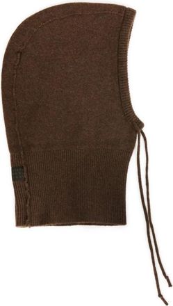 Maison Margiela Bruine geribbelde wollen bivakmuts met logo - Dames - Hoeden - Bruin - S - Wol - Accessoires