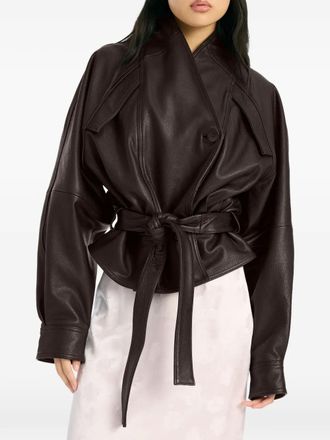Rotate leather bomber jacket - Brown