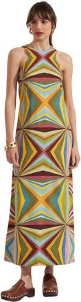 La DoubleJ Rainbow Racer Jurk - Dames - Maxi kleedjes - Veelkleurig - S - Satijn - Kleedjes