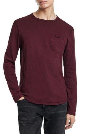 John Varvatos Sid Raw Edge Organic Cotton Long Sleeve T-Shirt in Dark Plum at Nordstrom Rack, Size Medium