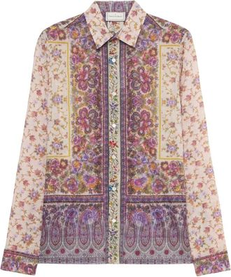 Pierre-Louis Mascia Overhemden, Dames, Veelkleurig, L, Leer, Bloemen Paisley Longsleeve Shirt
