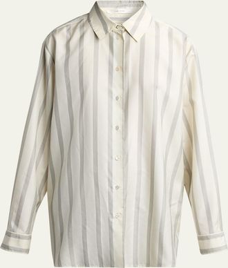 The Row Sisilia Striped Button-Down Silk Shirt