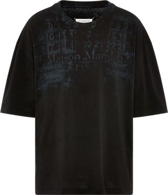 Maison Margiela Numeriek Katoenen T-shirt - Heren - T-shirts - Zwart - L - Katoen - Tops