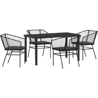 vidaXL Conjunto De Comedor De Jard&iacute;n 5 Pcs Negro Rat&aacute;n Sint&eacute;tico Vidaxl