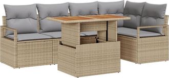 vidaXL Vidaxl - Garden Sofa Set with Storage 6 pcs Beige Poly rattan