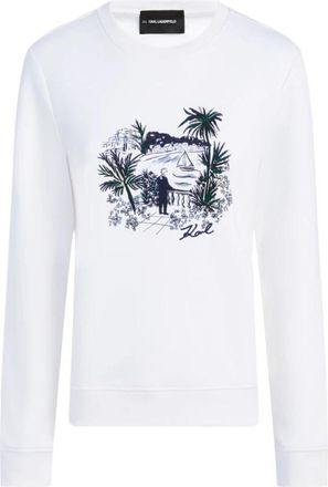 Karl Lagerfeld Felpa Natural Dibujo Villa - Dames - Sweatshirts - Wit - S - Katoen - Hoodies & sweatvesten