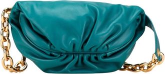 Bottega Veneta Pre-owned Chain Accent Leather Handbag - Dames - Vintage Clutch - Blauw - ONE Size - Leer - Vintage