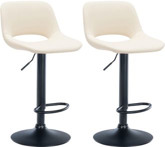 Clp Clp - Set De 2 Taburetes De Bar Camden En Polipiel Crema Metal Negro Mate