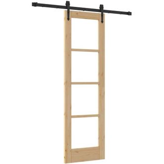 vidaXL Vidaxl - Puerta Deslizante Manual Marr&oacute;n 61 X 198.5 Cm Madera Y Metal
