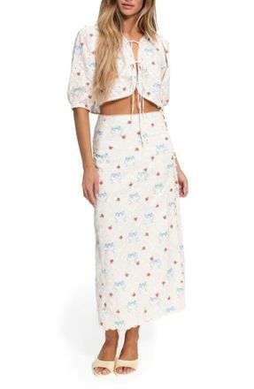 Agua Bendita Cherish Salen Tie Front Crop Top in White at Nordstrom, Size Small