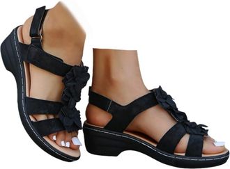 Generic Sandals for Women Size 6 White Wide Fit Sandals Wide Fit Sandal for Women Womens Orthopedic Open Toe Walking Slide with Arch Support Wedge Summer Walk