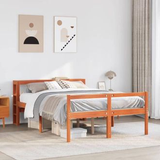 vidaXL Vidaxl - Estructura Cama Con Cabecero Madera Pino Marr&oacute;n Cera 150x200 Cm