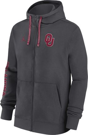Nike Jordan Mens Oklahoma Sooners Sideline Team Issue Jordan College Full-Zip Hoodie in Grey | 02F1510MOKN-83P