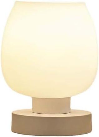 OEM Lampada Da Comodino - Piccola Lampada Touch, Dimmer A 3 Vie, Paralume In Vetro Opalino Bianco, Lampadina Led Calda Inclusa [classe Energetica A]