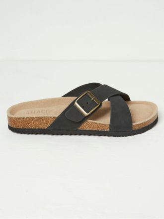 Fat Face FatFace Lois Black Cross-Over Footbed Sandals